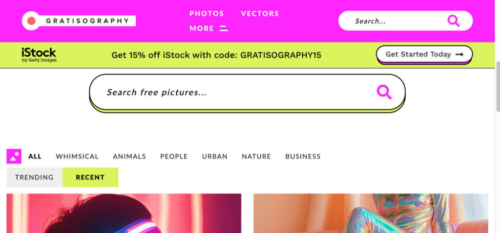 WEBサイト「GRATISOGRAPHY」のトップページ画像