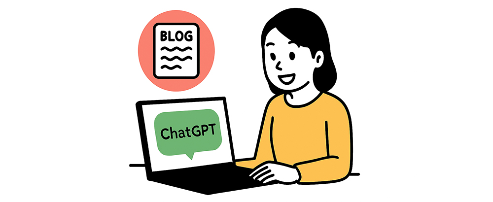 ChatGPTでブログを書く女性